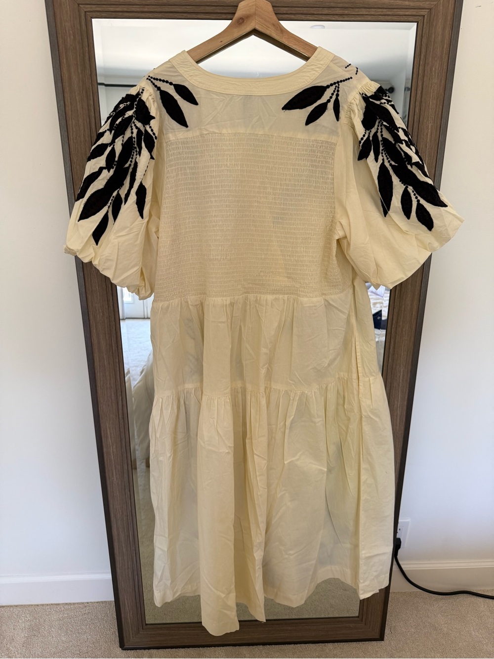By Anthropologie Short-Sleeve Embroidery Appliqué Maxi Dress Midi Dress 2X EUC - Picture 5 of 6
